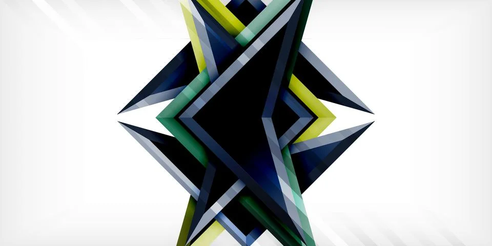 Arrows with 3d effect abstract background. Triangles on light grey backdrop Illustrazione stock