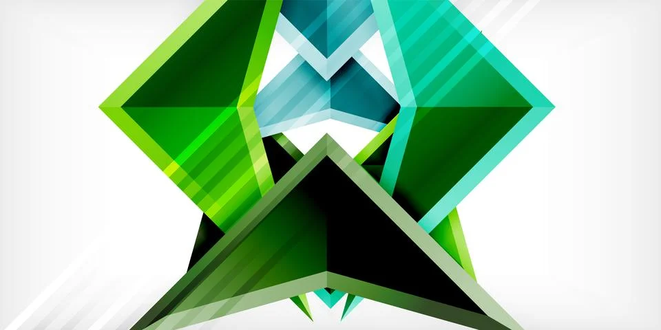 Arrows with 3d effect abstract background. Triangles on light grey backdrop Stock Illustration