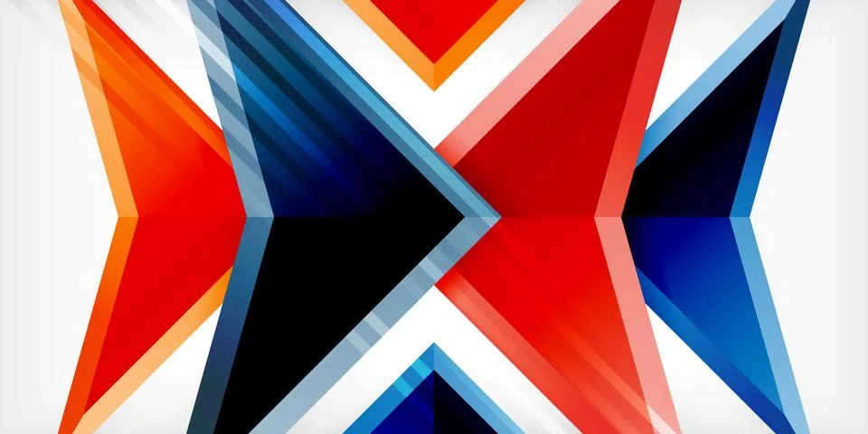 Arrows with 3d effect abstract background. Triangles on light grey backdrop Illustrazione stock