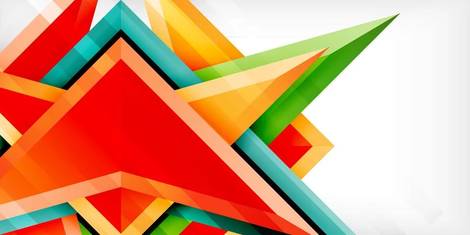 Arrows with 3d effect abstract background. Triangles on light grey backdrop Illustrazione stock