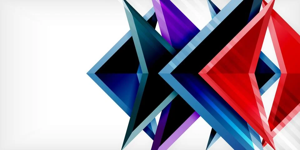 Arrows with 3d effect abstract background. Triangles on light grey backdrop Illustrazione stock