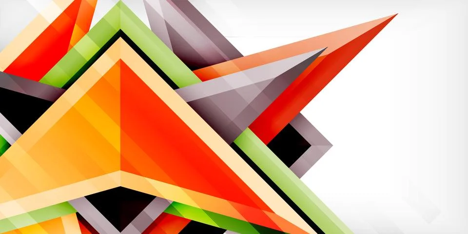 Arrows with 3d effect abstract background. Triangles on light grey backdrop Illustrazione stock