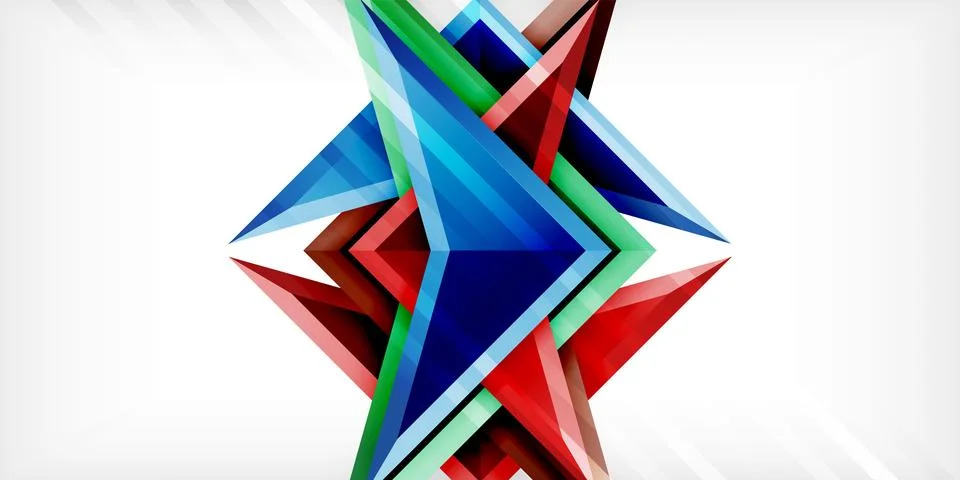 Arrows with 3d effect abstract background. Triangles on light grey backdrop Illustrazione stock