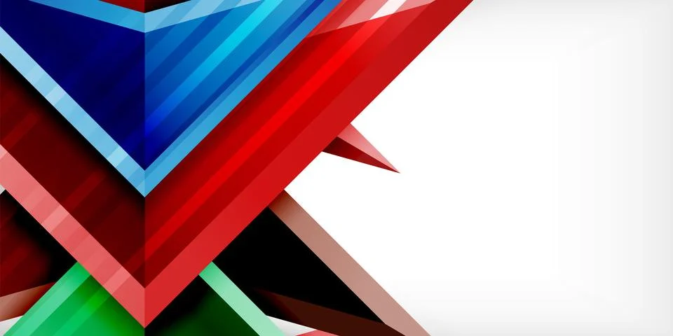 Arrows with 3d effect abstract background. Triangles on light grey backdrop Illustrazione stock