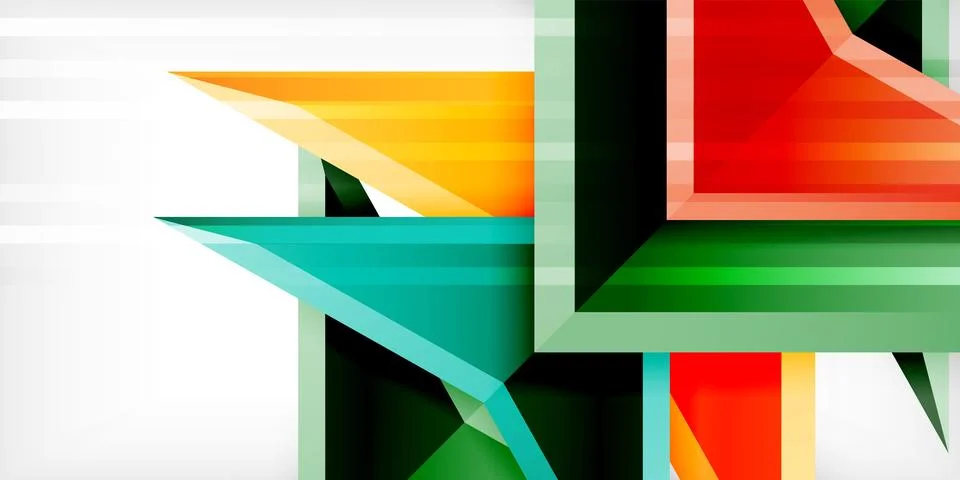 Arrows with 3d effect abstract background. Triangles on light grey backdrop 스톡 일러스트