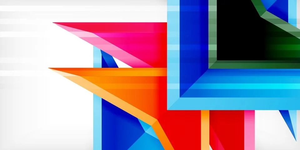 Arrows with 3d effect abstract background. Triangles on light grey backdrop Illustrazione stock