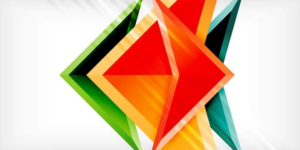 Arrows with 3d effect abstract background. Triangles on light grey backdrop Illustrazione stock