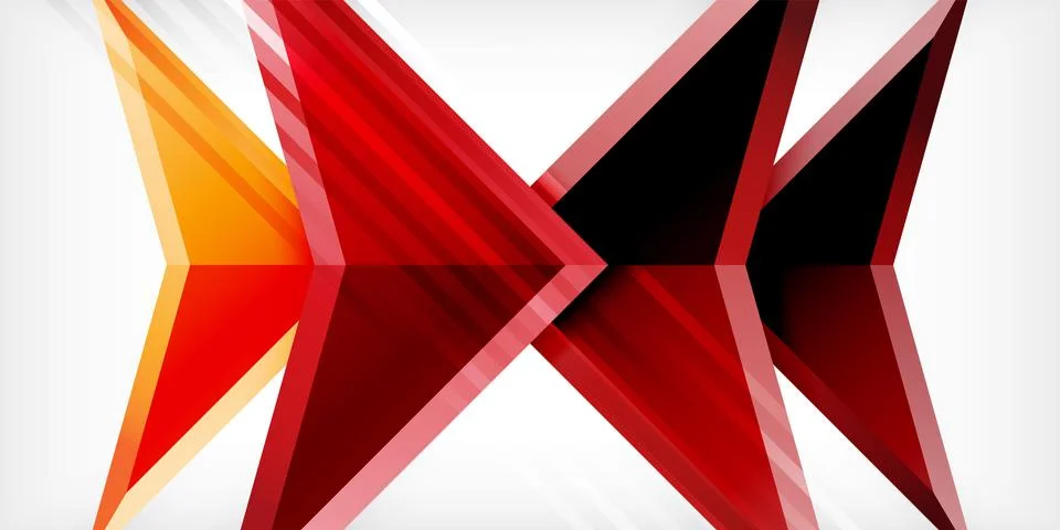 Arrows with 3d effect abstract background. Triangles on light grey backdrop Illustrazione stock