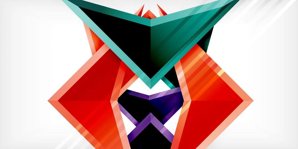 Arrows with 3d effect abstract background. Triangles on light grey backdrop Illustrazione stock