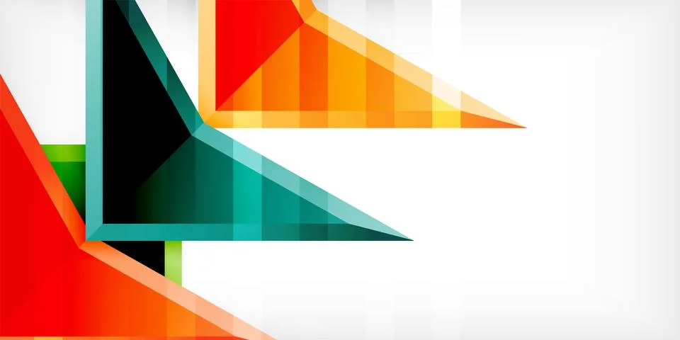 Arrows with 3d effect abstract background. Triangles on light grey backdrop Illustrazione stock