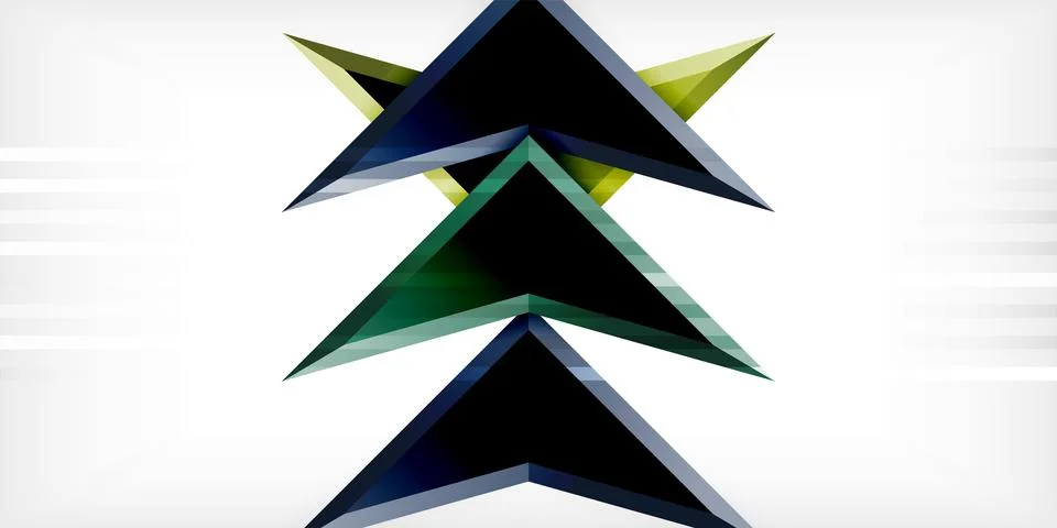 Arrows with 3d effect abstract background. Triangles on light grey backdrop Illustrazione stock