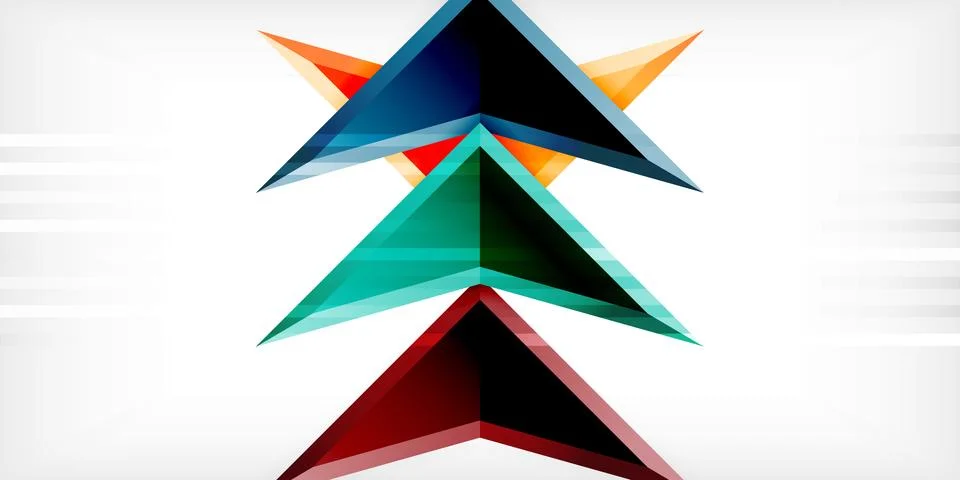 Arrows with 3d effect abstract background. Triangles on light grey backdrop Illustrazione stock