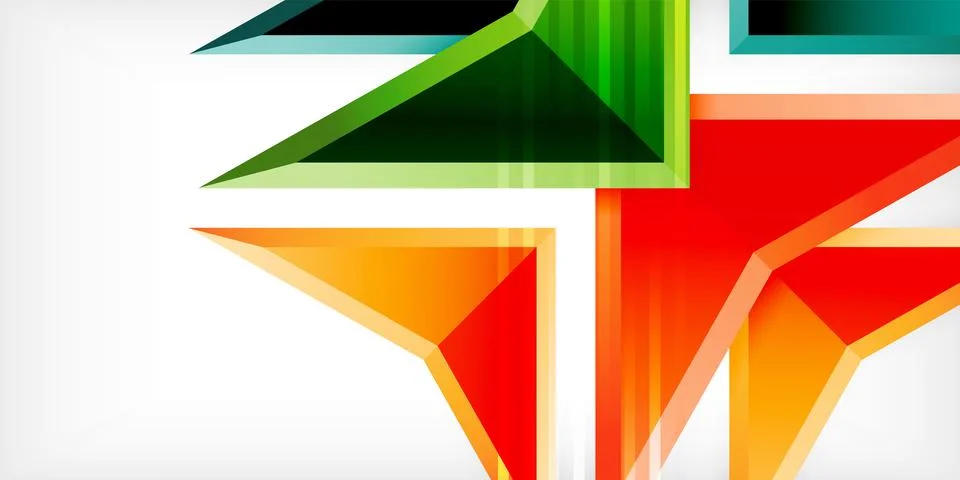 Arrows with 3d effect abstract background. Triangles on light grey backdrop Illustrazione stock