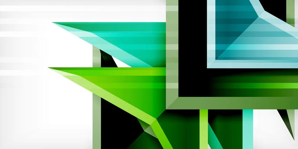 Arrows with 3d effect abstract background. Triangles on light grey backdrop Illustrazione stock