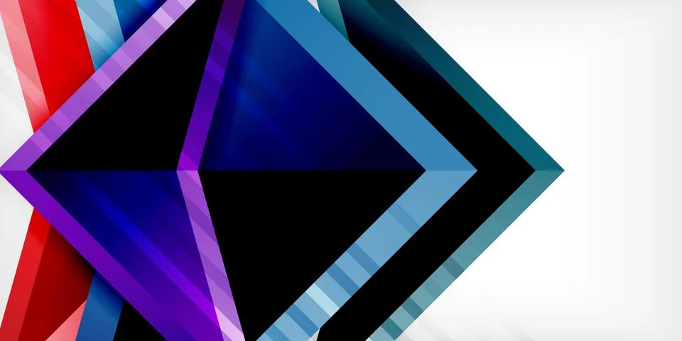 Arrows with 3d effect abstract background. Triangles on light grey backdrop Illustrazione stock