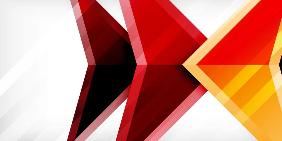 Arrows with 3d effect abstract background. Triangles on light grey backdrop 스톡 일러스트