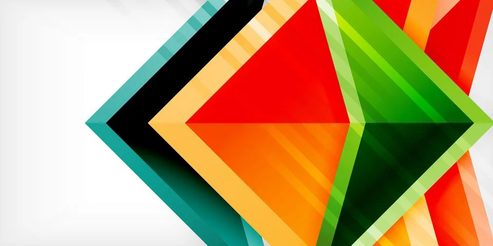 Arrows with 3d effect abstract background. Triangles on light grey backdrop イラスト素材