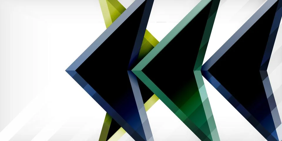 Arrows with 3d effect abstract background. Triangles on light grey backdrop Illustrazione stock