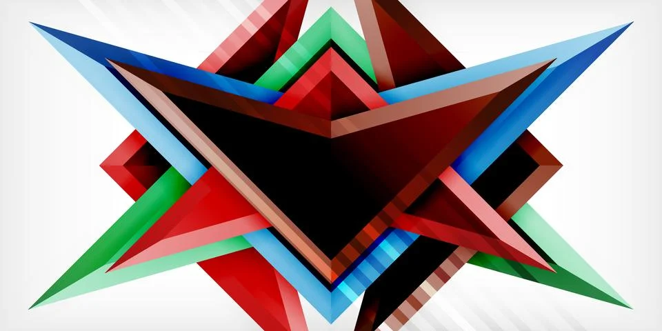 Arrows with 3d effect abstract background. Triangles on light grey backdrop Stock Illustration