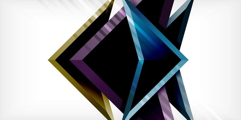 Arrows with 3d effect abstract background. Triangles on light grey backdrop Illustrazione stock