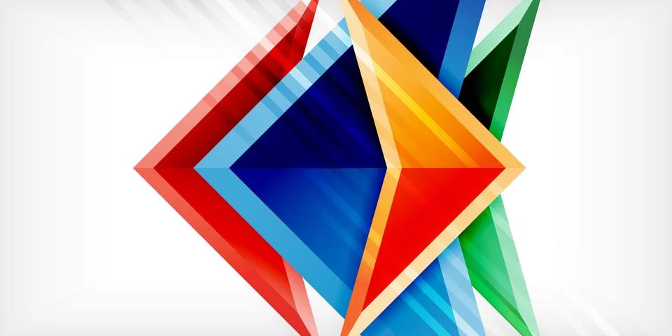 Arrows with 3d effect abstract background. Triangles on light grey backdrop Illustrazione stock