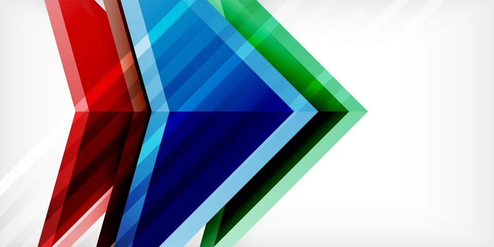 Arrows with 3d effect abstract background. Triangles on light grey backdrop Illustrazione stock