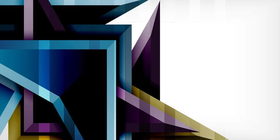 Arrows with 3d effect abstract background. Triangles on light grey backdrop Illustrazione stock