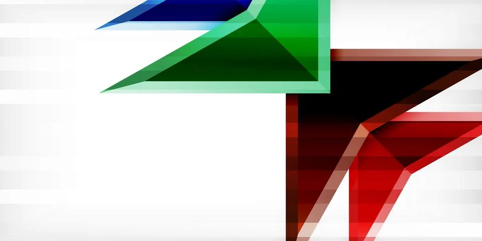 Arrows with 3d effect abstract background. Triangles on light grey backdrop Illustrazione stock