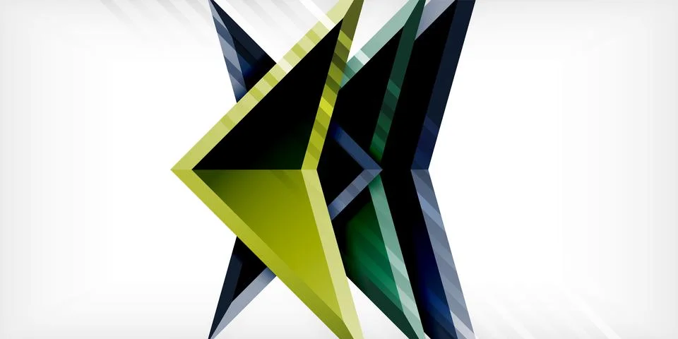 Arrows with 3d effect abstract background. Triangles on light grey backdrop Illustrazione stock