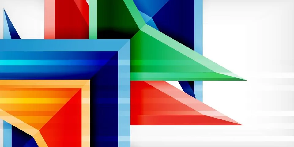 Arrows with 3d effect abstract background. Triangles on light grey backdrop イラスト素材