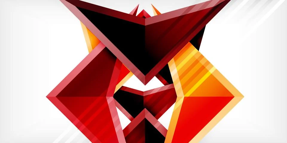 Arrows with 3d effect abstract background. Triangles on light grey backdrop Illustrazione stock