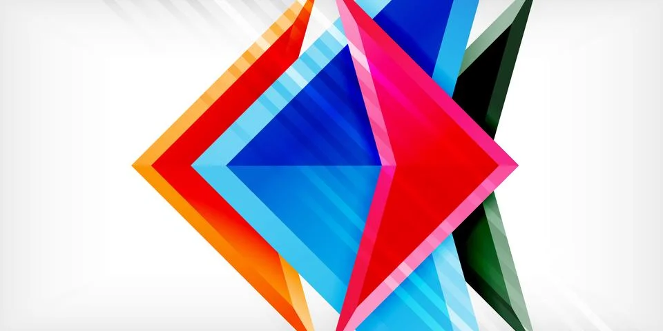 Arrows with 3d effect abstract background. Triangles on light grey backdrop イラスト素材