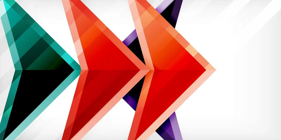 Arrows with 3d effect abstract background. Triangles on light grey backdrop Illustrazione stock