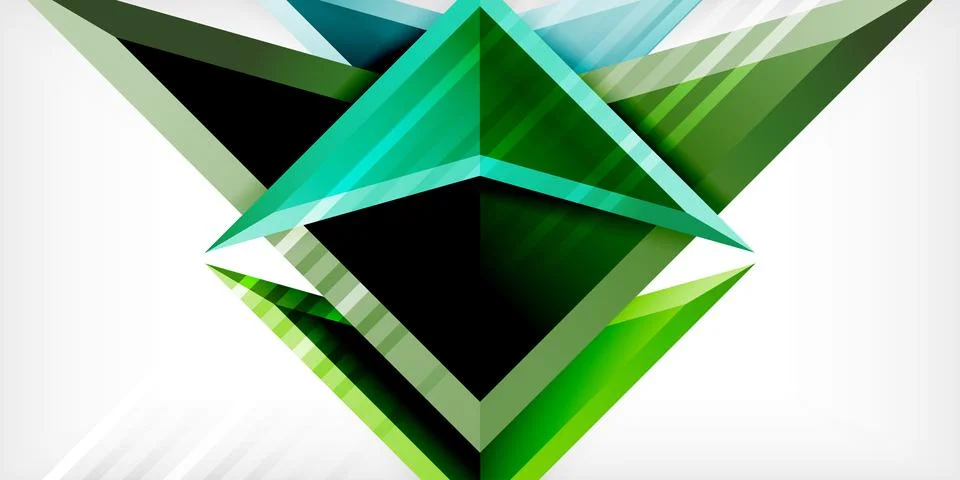 Arrows with 3d effect abstract background. Triangles on light grey backdrop Illustrazione stock