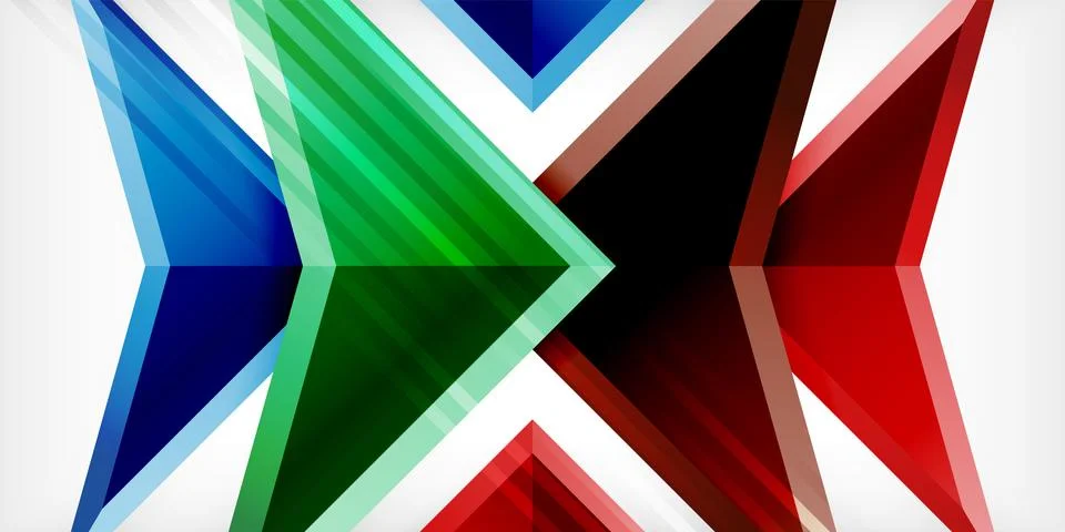 Arrows with 3d effect abstract background. Triangles on light grey backdrop Illustrazione stock