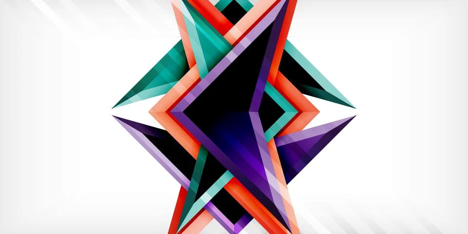 Arrows with 3d effect abstract background. Triangles on light grey backdrop Illustrazione stock