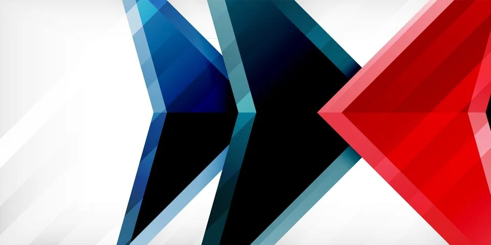 Arrows with 3d effect abstract background. Triangles on light grey backdrop 스톡 일러스트