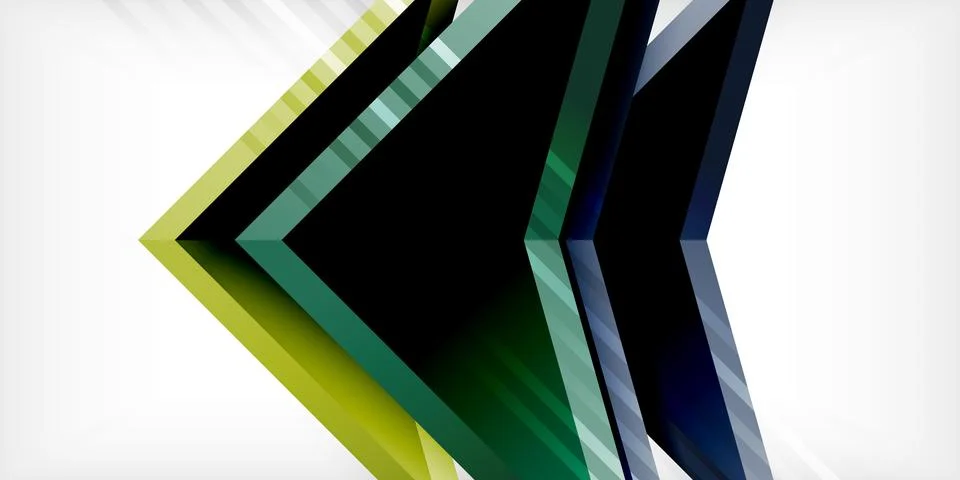 Arrows with 3d effect abstract background. Triangles on light grey backdrop Illustrazione stock