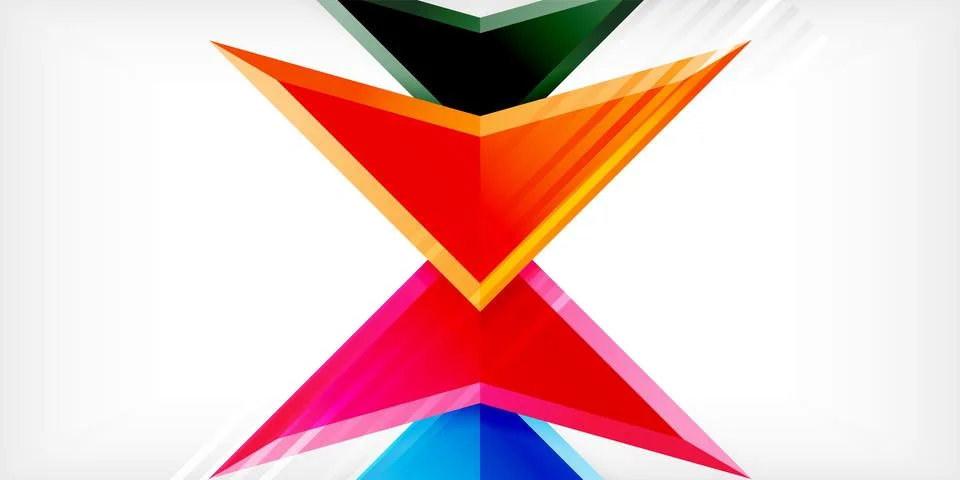 Arrows with 3d effect abstract background. Triangles on light grey backdrop Illustrazione stock