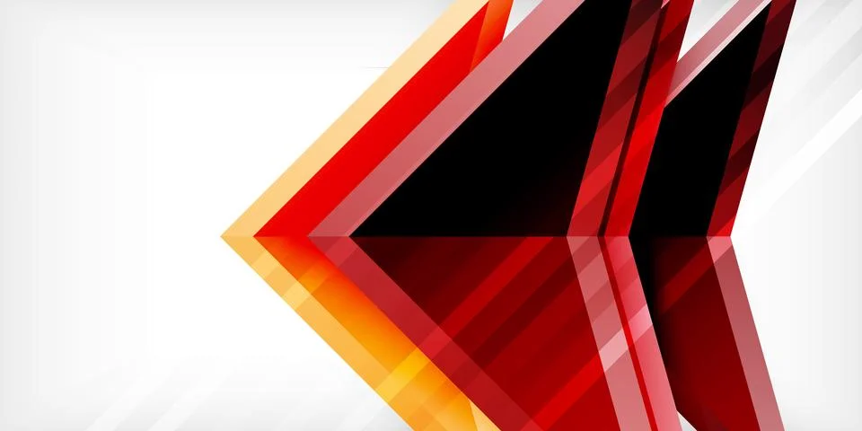 Arrows with 3d effect abstract background. Triangles on light grey backdrop Illustrazione stock