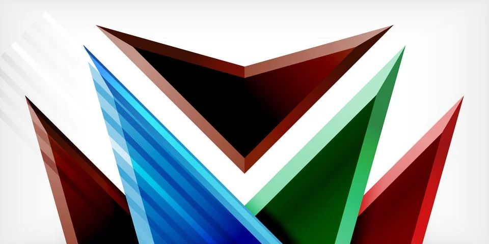 Arrows with 3d effect abstract background. Triangles on light grey backdrop Stock Illustration