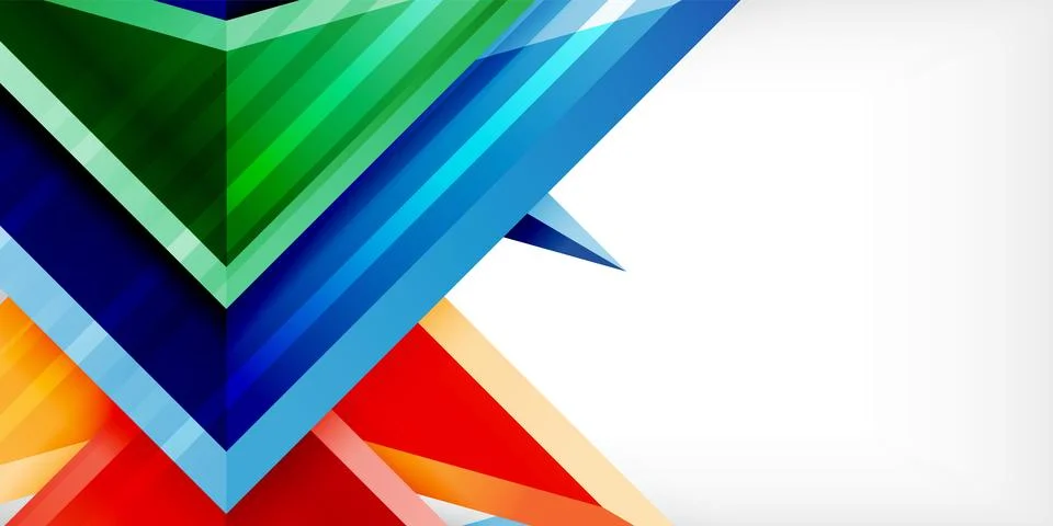 Arrows with 3d effect abstract background. Triangles on light grey backdrop Illustrazione stock