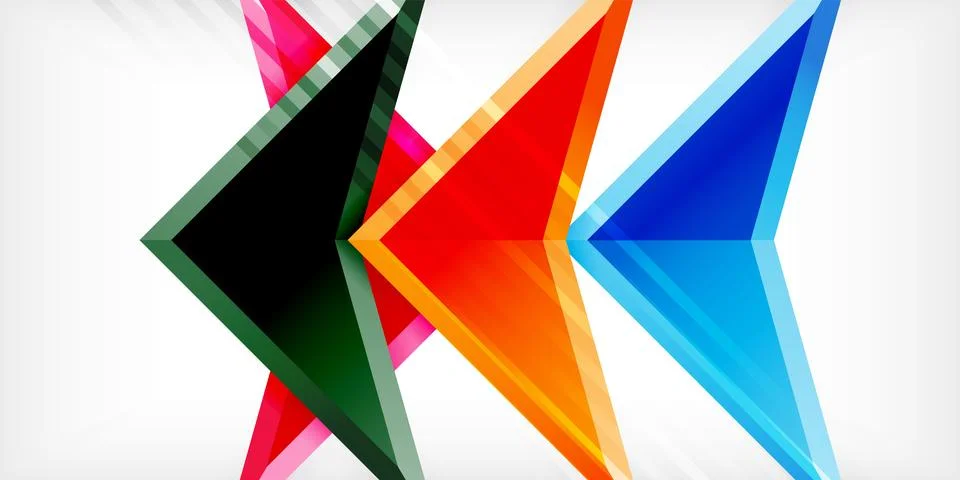 Arrows with 3d effect abstract background. Triangles on light grey backdrop Illustrazione stock