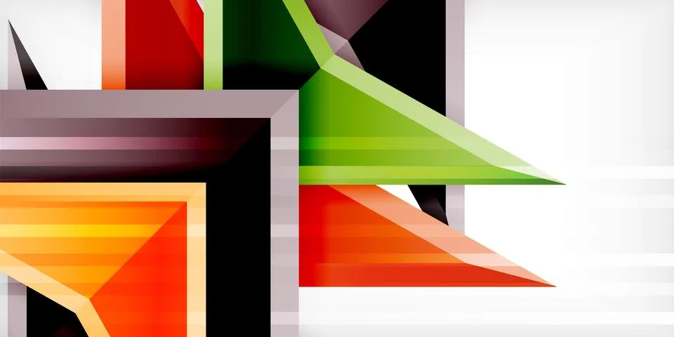 Arrows with 3d effect abstract background. Triangles on light grey backdrop Illustrazione stock