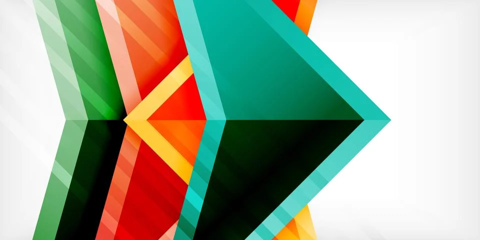 Arrows with 3d effect abstract background. Triangles on light grey backdrop Illustrazione stock