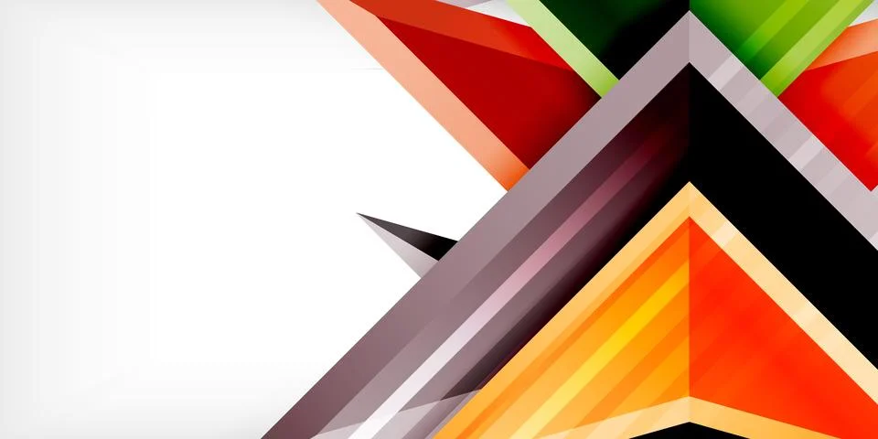 Arrows with 3d effect abstract background. Triangles on light grey backdrop 스톡 일러스트