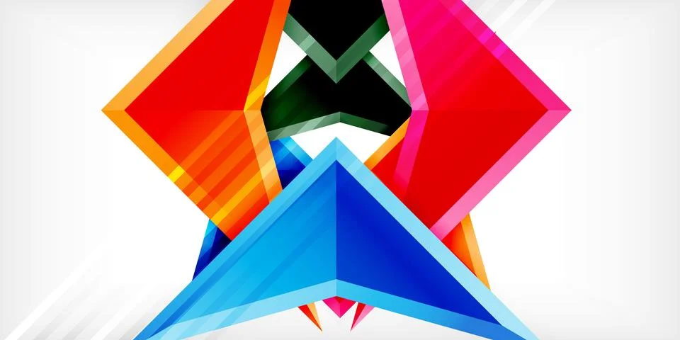 Arrows with 3d effect abstract background. Triangles on light grey backdrop Illustrazione stock