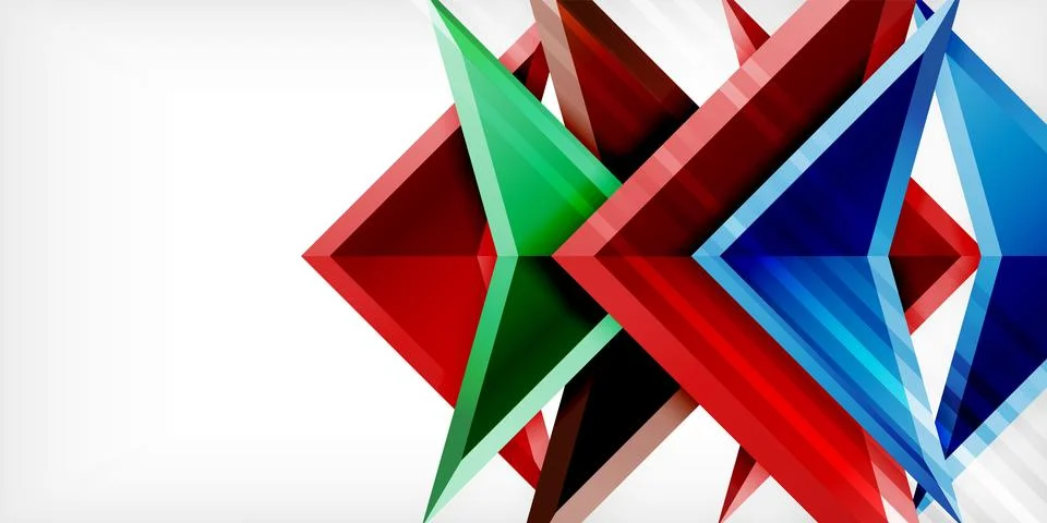 Arrows with 3d effect abstract background. Triangles on light grey backdrop イラスト素材