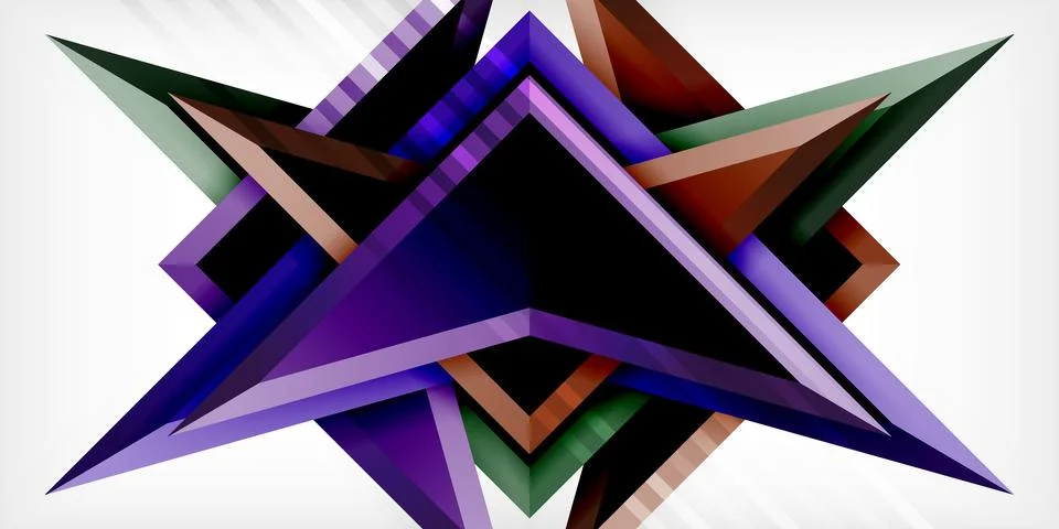 Arrows with 3d effect abstract background. Triangles on light grey backdrop Illustrazione stock