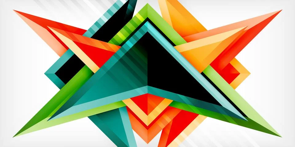 Arrows with 3d effect abstract background. Triangles on light grey backdrop 스톡 일러스트